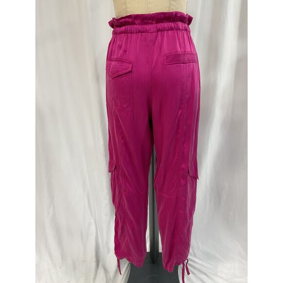 Ganni Washed Satin Pink Pocket Pants Size 38 - Picture 3 of 5